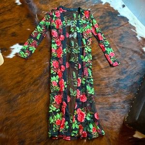 Rose embroidered duster